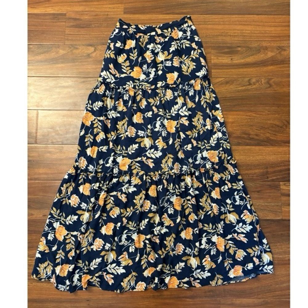 Seven Wonders navy floral tiered maxi skirt